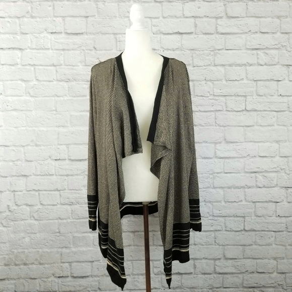 Calvin Klein gold black striped cascading open front cardigan NWOT size 2X - Picture 2 of 9